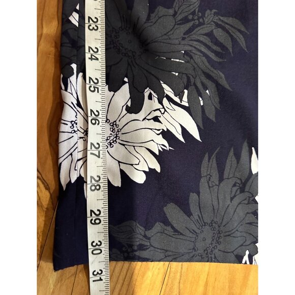 Loft Wide-Leg Pants – Size XS – Dark Navy with Black & White Floral Print - Picture 5 of 7